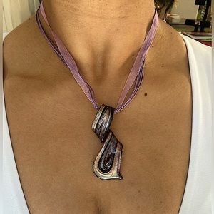 Cute blown glass twisted pendant necklace